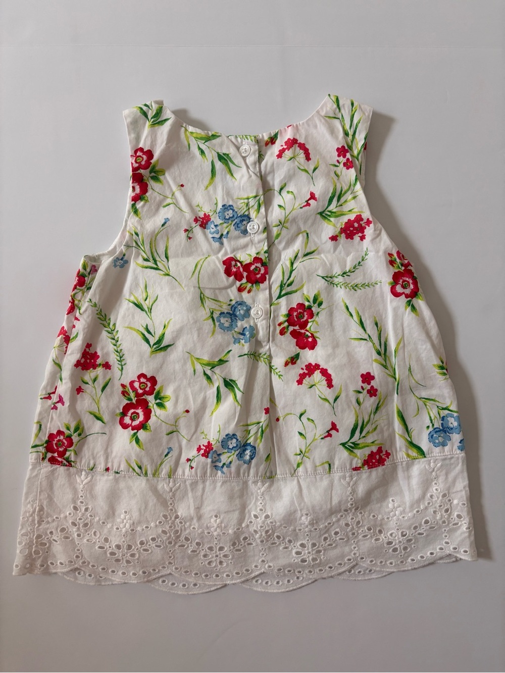 Janie and Jack Girls Size 5 Floral Eyelet Hem Summer Dress White - Picture 4 of 6